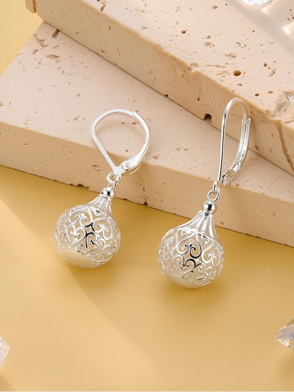 Vintage 925 Sterling Silver Filigree Drop Earrings - Elegant  Dangles